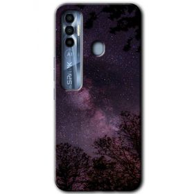 Tecno Spark 7 Pro Gece Galaksi Baskılı Uyumlu Silikon Kılıf