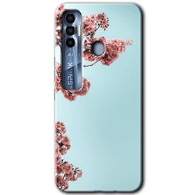 Tecno Spark 7 Pro Japon Çiçeği Baskılı Uyumlu Silikon Kılıf