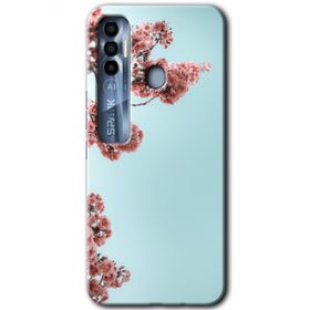 Tecno Spark 7 Pro Japon Çiçeği Baskılı Uyumlu Silikon Kılıf