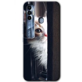 Tecno Spark 7 Pro Kedi Bakışı Baskılı Uyumlu Silikon Kılıf