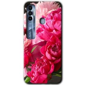 Tecno Spark 7 Pro Kırmızı Beyaz Gül Baskılı Uyumlu Silikon Kılıf
