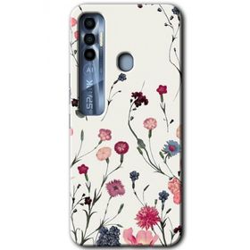 Tecno Spark 7 Pro Mat Çiçek Baskılı Uyumlu Silikon Kılıf