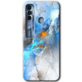 Tecno Spark 7 Pro Mavi Buzul Baskılı Uyumlu Silikon Kılıf