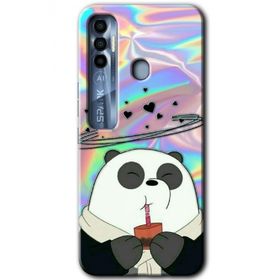 Tecno Spark 7 Pro Milkshake Panda Baskılı Uyumlu Silikon Kılıf