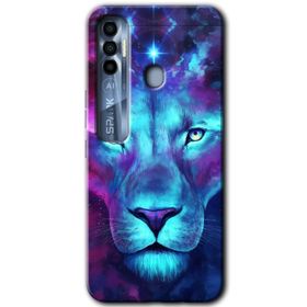 Tecno Spark 7 Pro Neon Lion Baskılı Uyumlu Silikon Kılıf