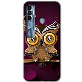 Tecno Spark 7 Pro Owl Bird Branch Baskılı Uyumlu Silikon Kılıf