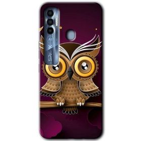 Tecno Spark 7 Pro Owl Bird Branch Baskılı Uyumlu Silikon Kılıf