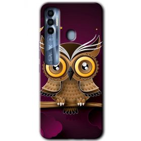 Tecno Spark 7 Pro Owl Bird Branch Baskılı Uyumlu Silikon Kılıf