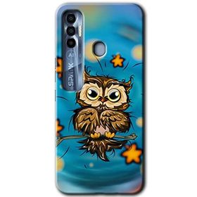 Tecno Spark 7 Pro Owl Bird Stars Baskılı Uyumlu Silikon Kılıf