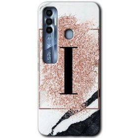 Tecno Spark 7 Pro Pembe Mermer Desenli I Harfi Baskılı Uyumlu Silikon Kılıf