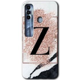 Tecno Spark 7 Pro Pembe Mermer Desenli Z Harfi Baskılı Uyumlu Silikon Kılıf
