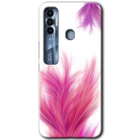 Tecno Spark 7 Pro Pembe Tüy Baskılı Uyumlu Silikon Kılıf