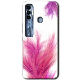 Tecno Spark 7 Pro Pembe Tüy Baskılı Uyumlu Silikon Kılıf