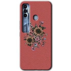Tecno Spark 7 Pro Retro Çiçek Baskılı Uyumlu Silikon Kılıf
