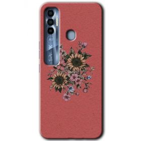 Tecno Spark 7 Pro Retro Çiçek Baskılı Uyumlu Silikon Kılıf