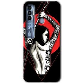 Tecno Spark 7 Pro Samurai Girl Baskılı Uyumlu Silikon Kılıf
