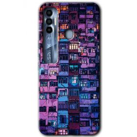 Tecno Spark 7 Pro Şehir Görünümü Baskılı Uyumlu Silikon Kılıf