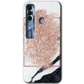 Tecno Spark 7 Pro Simli Mermer Baskılı Uyumlu Silikon Kılıf