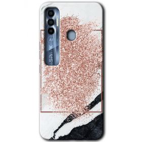 Tecno Spark 7 Pro Simli Mermer Baskılı Uyumlu Silikon Kılıf