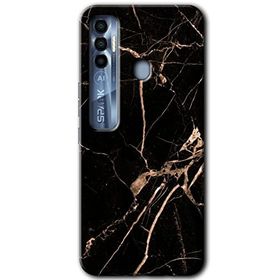 Tecno Spark 7 Pro Siyah Gold Mermer Baskılı Uyumlu Silikon Kılıf