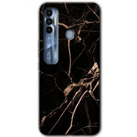 Tecno Spark 7 Pro Siyah Gold Mermer Baskılı Uyumlu Silikon Kılıf