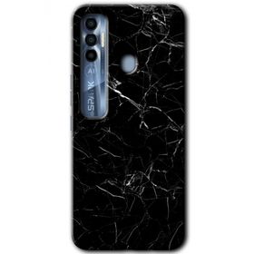 Tecno Spark 7 Pro Siyah Mermer Baskılı Uyumlu Silikon Kılıf