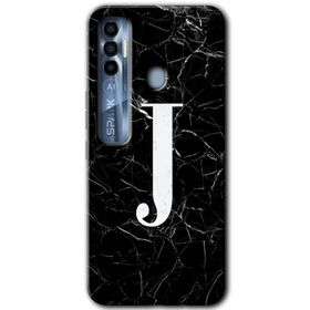 Tecno Spark 7 Pro Siyah Mermer Desenli F Harfi Baskılı Uyumlu Silikon Kılıf
