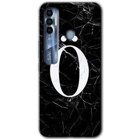 Tecno Spark 7 Pro Siyah Mermer Desenli Ö Harfi Baskılı Uyumlu Silikon Kılıf