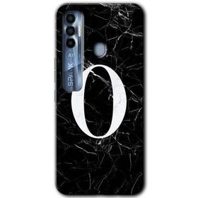Tecno Spark 7 Pro Siyah Mermer Desenli Ö Harfi Baskılı Uyumlu Silikon Kılıf