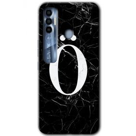 Tecno Spark 7 Pro Siyah Mermer Desenli Ö Harfi Baskılı Uyumlu Silikon Kılıf