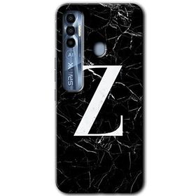 Tecno Spark 7 Pro Siyah Mermer Desenli Z Harfi Baskılı Uyumlu Silikon Kılıf