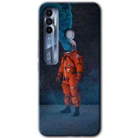 Tecno Spark 7 Pro Smoke Astronot Baskılı Uyumlu Silikon Kılıf
