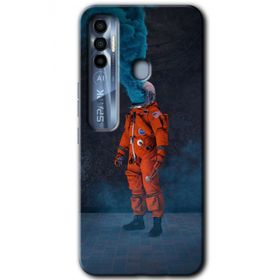 Tecno Spark 7 Pro Smoke Astronot Baskılı Uyumlu Silikon Kılıf