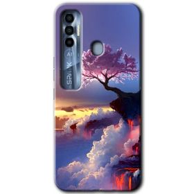 Tecno Spark 7 Pro Spots Lilac Baskılı Uyumlu Silikon Kılıf