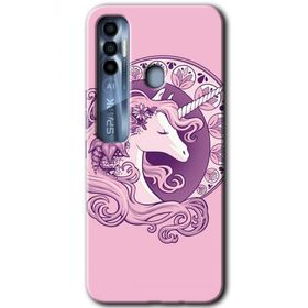 Tecno Spark 7 Pro Unicorn Pembe Baskılı Uyumlu Silikon Kılıf