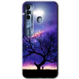 Tecno Spark 7 Pro Uzay Silüet Baskılı Uyumlu Silikon Kılıf