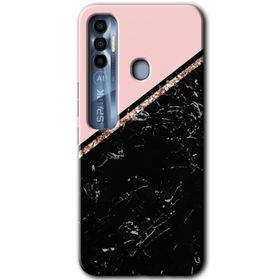 Tecno Spark 7 Pro Yarım Mermer Baskılı Uyumlu Silikon Kılıf