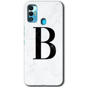 Tecno Spark 7T Beyaz Mermer Desenli B Harfi Baskılı Uyumlu Silikon Kılıf