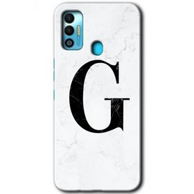 Tecno Spark 7T Beyaz Mermer Desenli G Harfi Baskılı Uyumlu Silikon Kılıf