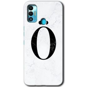 Tecno Spark 7T Beyaz Mermer Desenli Ö Harfi Baskılı Uyumlu Silikon Kılıf
