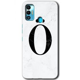 Tecno Spark 7T Beyaz Mermer Desenli Ö Harfi Baskılı Uyumlu Silikon Kılıf