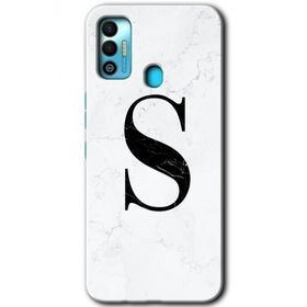 Tecno Spark 7T Beyaz Mermer Desenli Ş Harfi Baskılı Uyumlu Silikon Kılıf