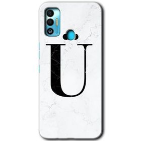 Tecno Spark 7T Beyaz Mermer Desenli U Harfi Baskılı Uyumlu Silikon Kılıf