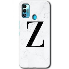 Tecno Spark 7T Beyaz Mermer Desenli Z Harfi Baskılı Uyumlu Silikon Kılıf