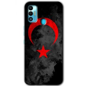 Tecno Spark 7T Black Ayyıldız Baskılı Uyumlu Silikon Kılıf
