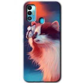 Tecno Spark 7T Cat Butterfly Baskılı Uyumlu Silikon Kılıf