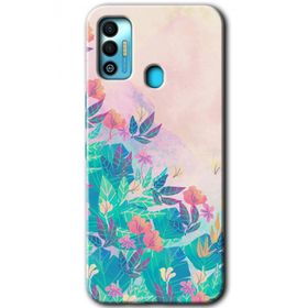 Tecno Spark 7T Çizim Yapraklar Baskılı Uyumlu Silikon Kılıf