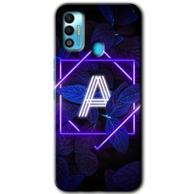Tecno Spark 7T Dark Neon Yaprak A Harfi Baskılı Uyumlu Silikon Kılıf