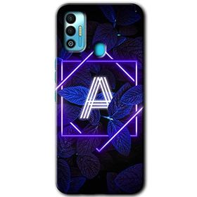 Tecno Spark 7T Dark Neon Yaprak A Harfi Baskılı Uyumlu Silikon Kılıf