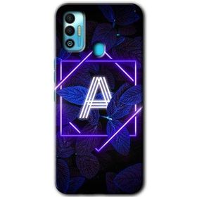 Tecno Spark 7T Dark Neon Yaprak A Harfi Baskılı Uyumlu Silikon Kılıf